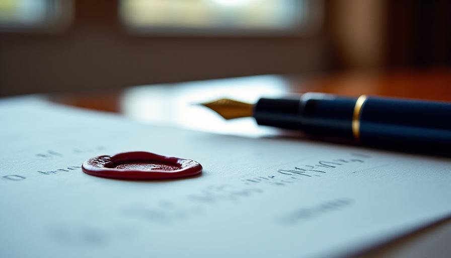 Close-up of a legal seal and professional documents representing data protection